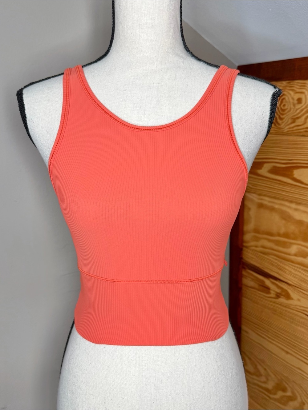 Lululemon Power Pivot Ribbed Tank Top Shirt Warm Coral Orange 4 W1CQMS